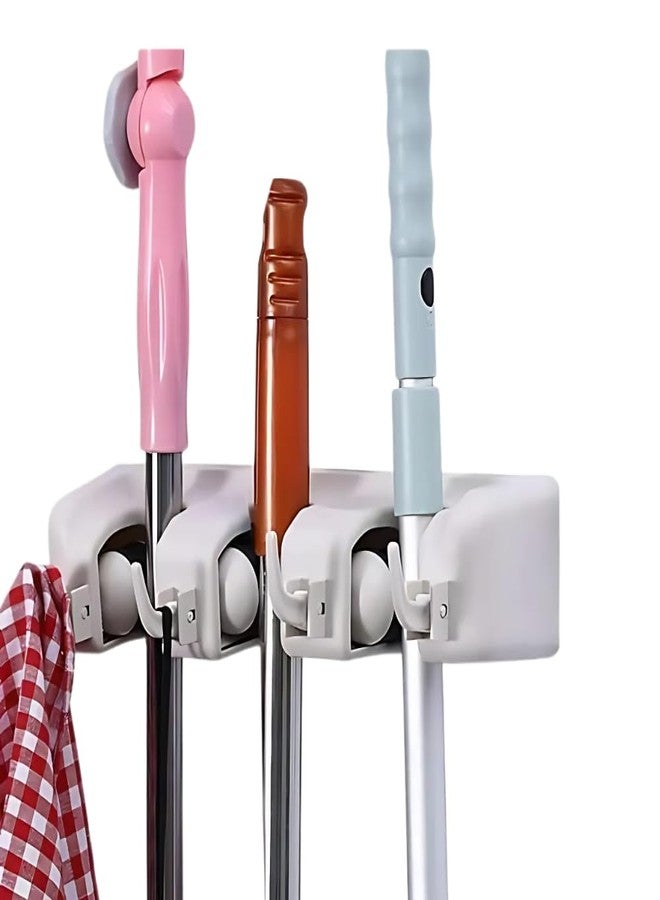 Drumstone (𝐋𝐢𝐦𝐢𝐭𝐞𝐝 𝐓𝐨𝐝𝐚𝐲) Premium Wall Mounted Mop Broom Holder 3-Layer Organizer Rack for Home, Kitchen, Bathroom & Garage – Anti-Slip Grip Clips 𝟏𝟓 𝐘𝐄𝐀𝐑𝐒 𝐖𝐀𝐑𝐑𝐀𝐍𝐓𝐘 - Image 1