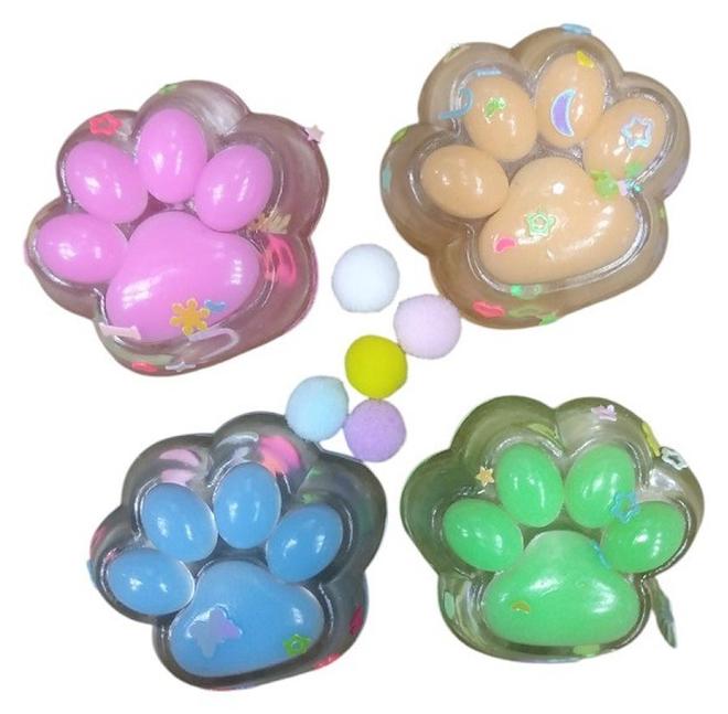 4 Pcs Cat Paw Fidget Toys, Squeeze-Me , Squishy Toys, Cute Squishies Stress Relief Cat Paw Fun Toys