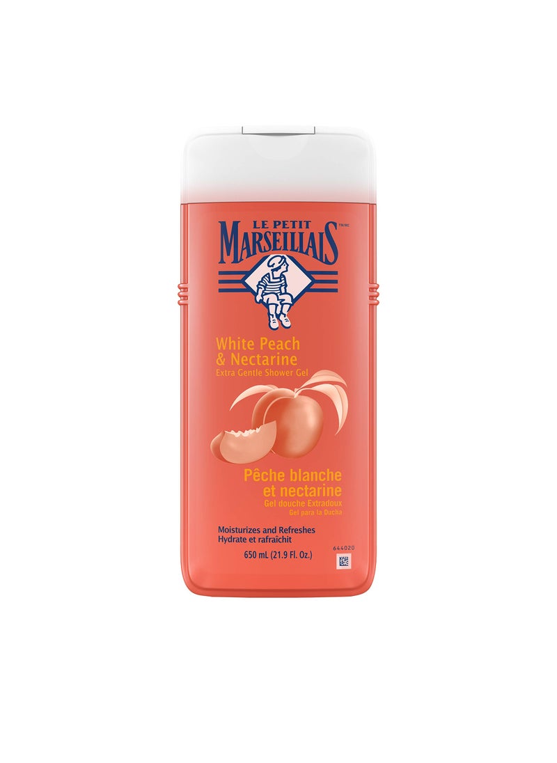 LE PETIT MARSEILLAIS Le Petit Marseillais Extra Gentle Shower Gel with White Peach & Nectarine, Moisturizing & Nourishing French Body Wash pH Neutral for Skin, 21.9 fl. oz 