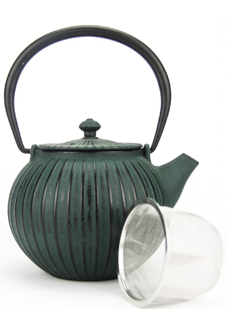 Tealand Elevate Your Tea Experience Dark Green 1.1L Cast Iron Teapot with Enamel Coating - Image 2