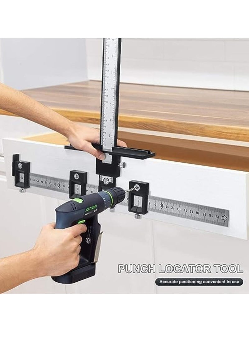 KCDMBUE - Cabinet Hardware Jig Tool,Adjustable Punch Locator Drill Template Guide, Wood Drilling Dowelling Guide for Installation of Handles Knobs on Doors and Drawer - Image 1
