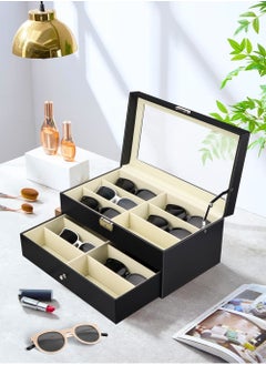 12 Grids Sunglass Organizer Leather Eyeglasses Collector Double-Layer Eyewear Display Case Lockable Storage Box, Black - pzsku/Z843A11015DCB4844179BZ/45/_/1740202206/3fe45b4e-57c8-41d2-b2bf-64ee1735361d