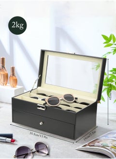 12 Grids Sunglass Organizer Leather Eyeglasses Collector Double-Layer Eyewear Display Case Lockable Storage Box, Black - pzsku/Z843A11015DCB4844179BZ/45/_/1740202207/1e94de52-04c4-46b8-b8df-e895d57cf3e9