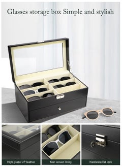 12 Grids Sunglass Organizer Leather Eyeglasses Collector Double-Layer Eyewear Display Case Lockable Storage Box, Black - pzsku/Z843A11015DCB4844179BZ/45/_/1740202209/cc53658f-82d4-4511-affa-d84c48ac0767