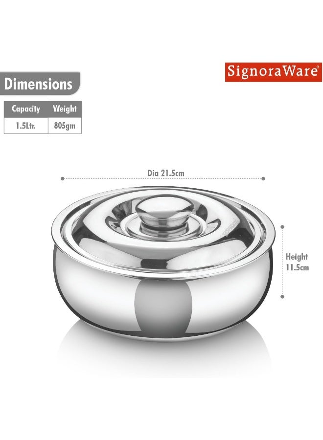 Signoraware Casserole Serving Bowl Container with Coaster, Insulated Stainless Steel with Insulated - Image 3