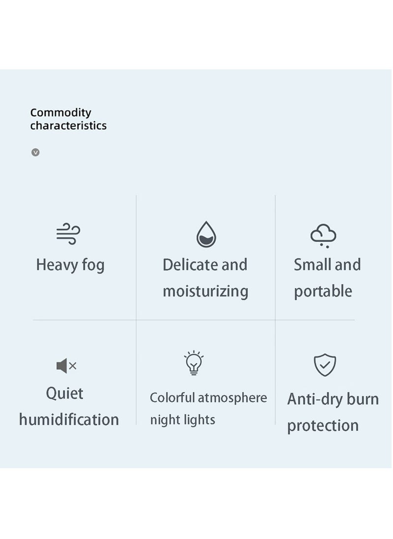 Mini Air Humidifier Car Diffuser for Essential Oils Scent Air Purifier with 7 Color Night Light and 2 Mist Modes Portable Air Freshener for Car Home Room Office