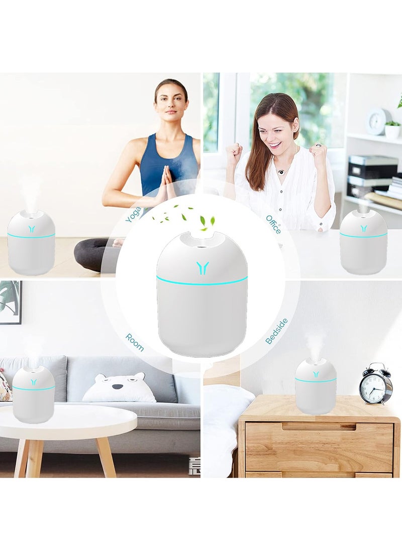Mini Air Humidifier Car Diffuser for Essential Oils Scent Air Purifier with 7 Color Night Light and 2 Mist Modes Portable Air Freshener for Car Home Room Office