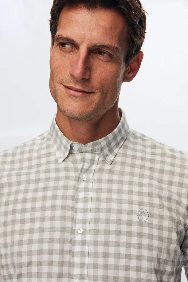 D'S DAMAT Slim Fit Gray Cotton Blend Crew Neck Knitwear Shirt