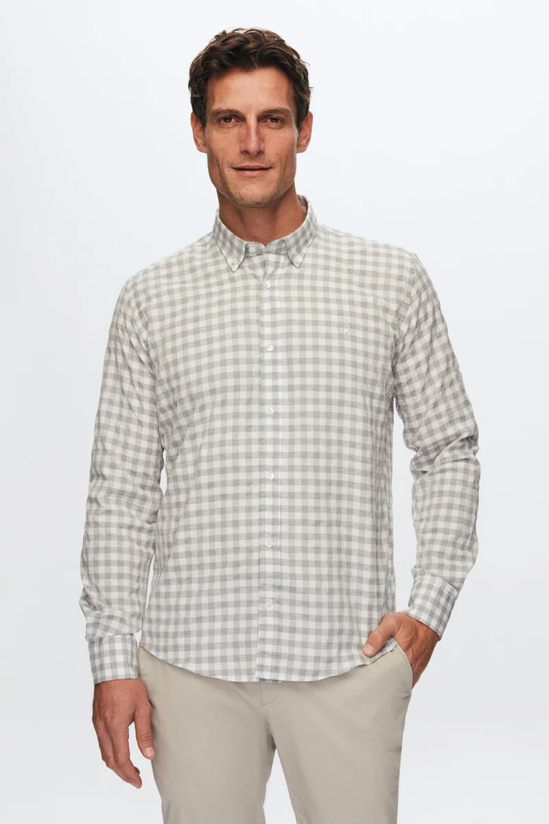 D'S DAMAT Slim Fit Gray Cotton Blend Crew Neck Knitwear Shirt