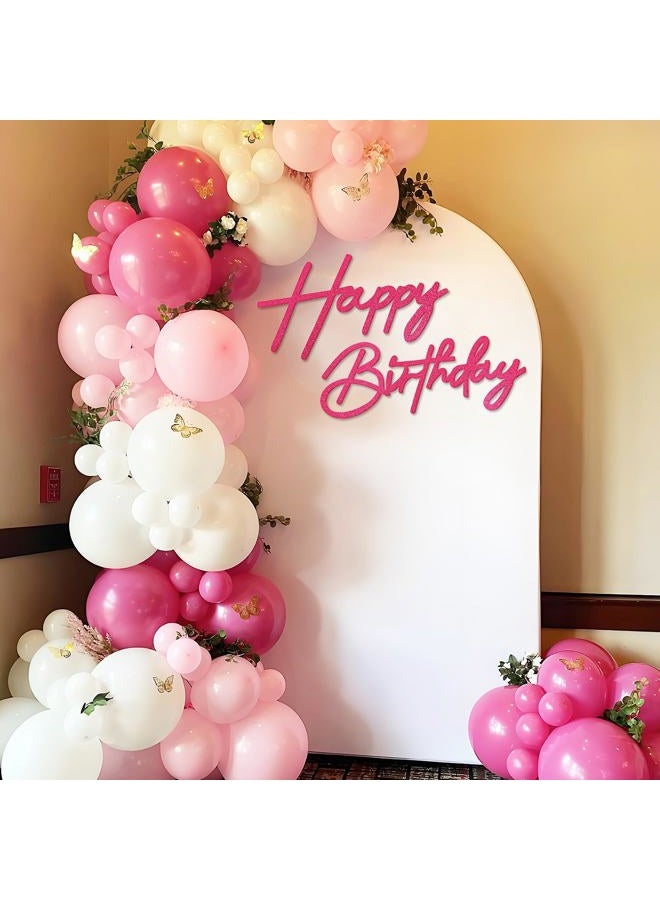 MASTRON Happy Birthday Sign for Backdrop - Hot Pink Glitter Felt 'Happy Birthday' Letter Sign for Balloon Arch Backdrop Decorations - Image 3