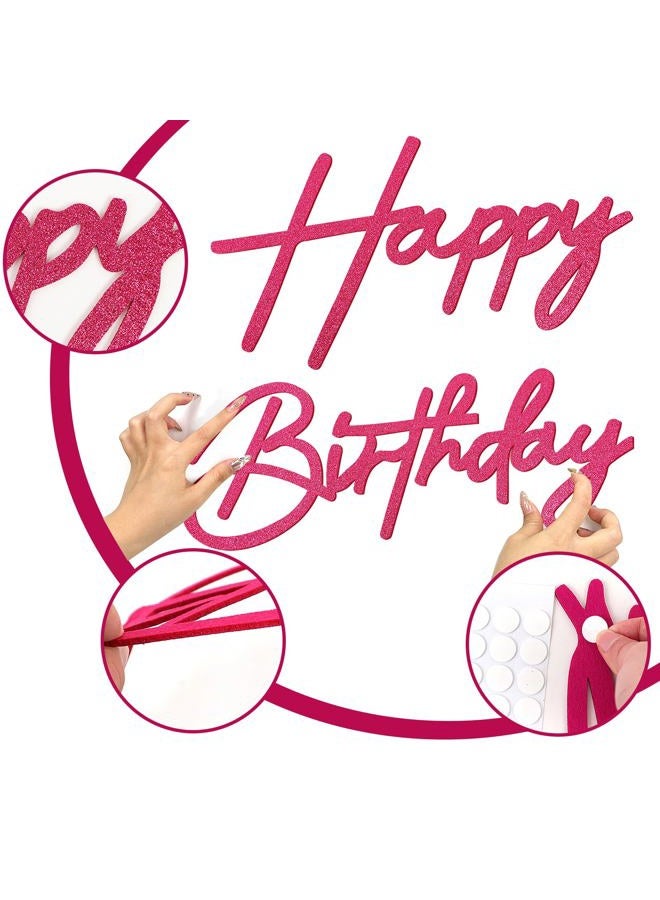 MASTRON Happy Birthday Sign for Backdrop - Hot Pink Glitter Felt 'Happy Birthday' Letter Sign for Balloon Arch Backdrop Decorations - Image 4