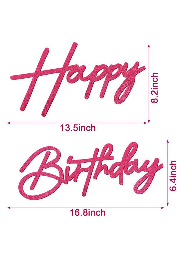 MASTRON Happy Birthday Sign for Backdrop - Hot Pink Glitter Felt 'Happy Birthday' Letter Sign for Balloon Arch Backdrop Decorations - Image 2