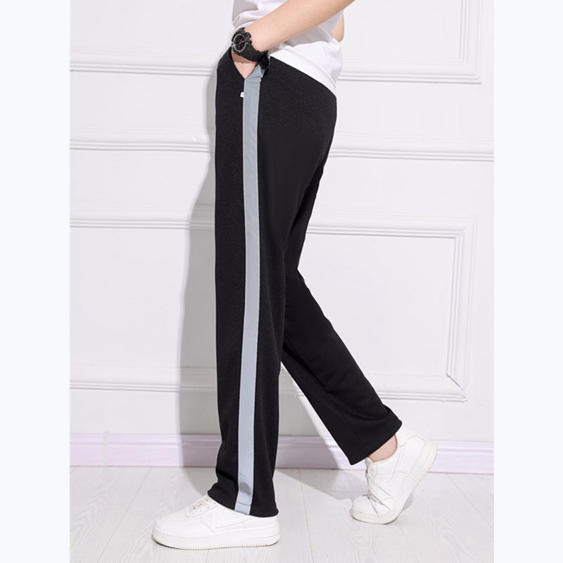 One Bar School Uniform Pants Thin Grey Strip Dark Blue Two Fluorescent Bar Straight Pants Student Reflective Strip School Pants - Image 1