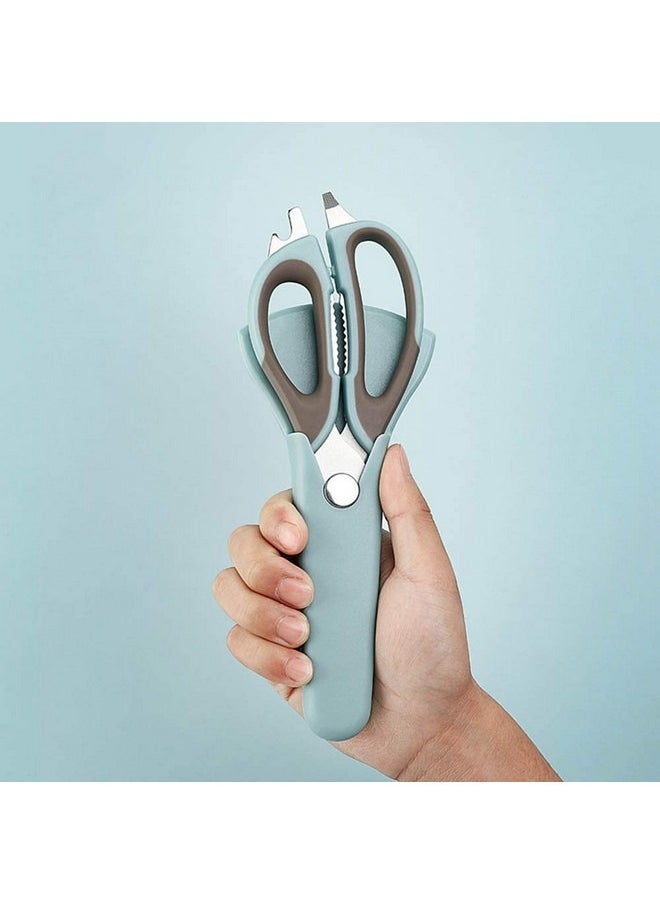 Beauenty Multipurpose Kitchen Shears Kitchen Scissors, Sturdy Stainless Steel Heavy Duty Scissors with Sheath, Food Scissors for Meats Vegetables Herbs BBQ Chicken (Blue)  - Image 1
