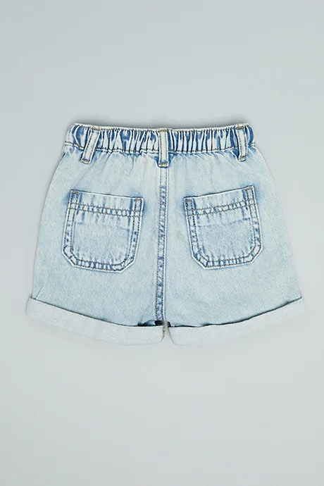 أر أند بي Washed Denim Shorts with Drawstring Waist
