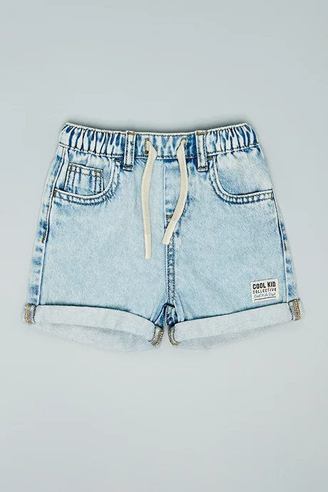 أر أند بي Washed Denim Shorts with Drawstring Waist