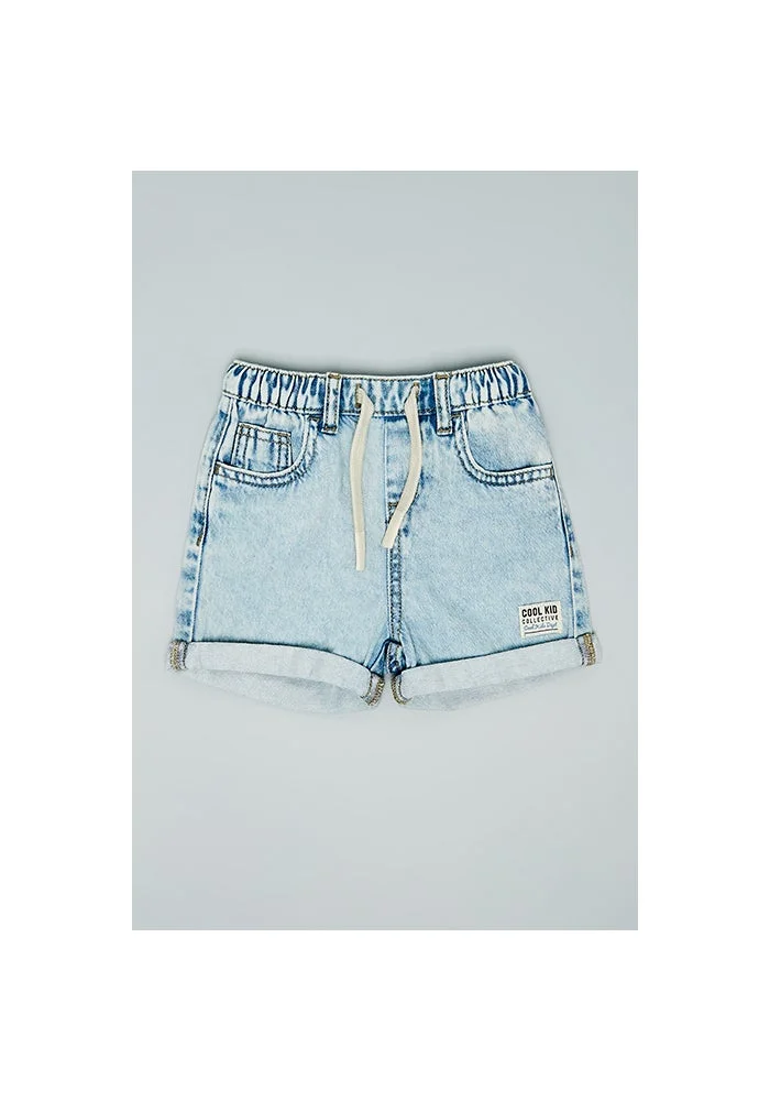 R&b Washed Denim Shorts with Drawstring Waist