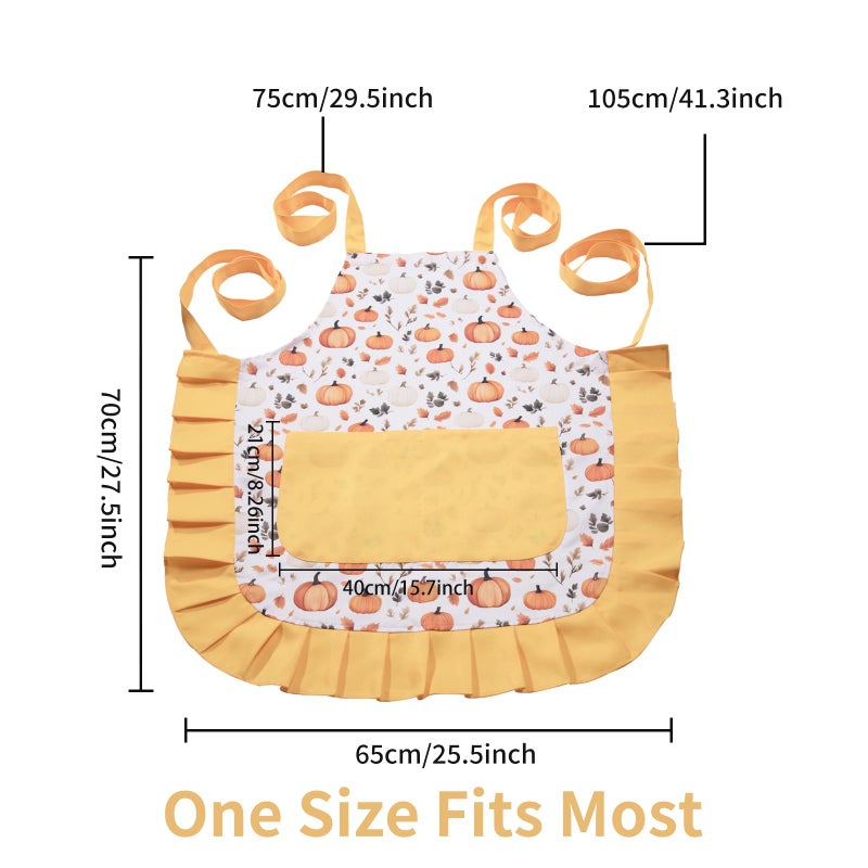 Alex Virtue Vintage Floral Apron for Women with Functional Pockets Adjustable Neck Strap for Cooking Baking Mother's Gift (pumpkin) - Image 5