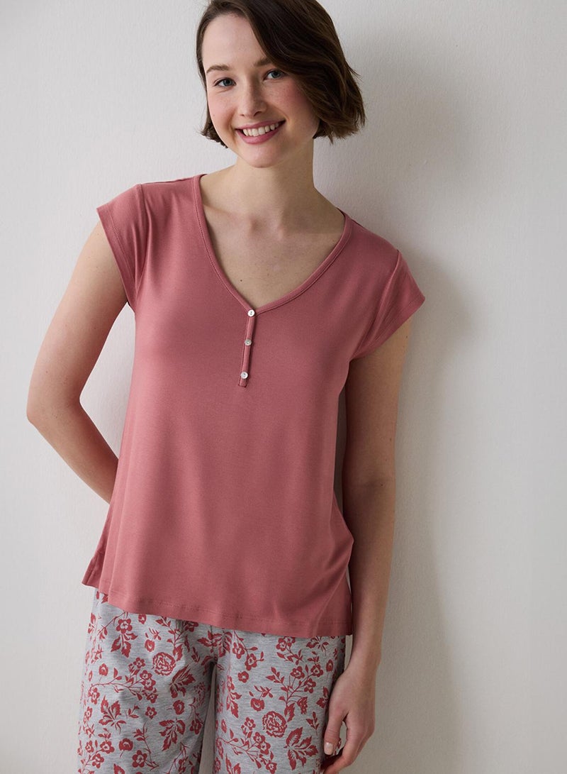 بنتي طقم بيجاما ميا كابري وردي مغبر - Image 2