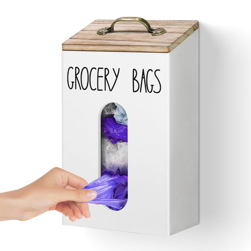 Ameuphercy Farmhouse Grocery Bag Holder for Plastic Bags,Plastic Bag Holders for Grocery Bags,Bag Holder for Plastic Bags Groceries Store with Lid,Plastic Bag Holder Under Sink for Kitchen Storage Organization - Image 1
