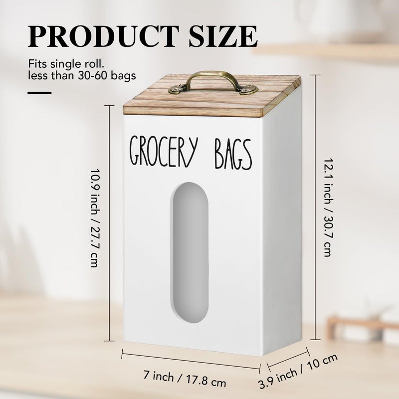 Ameuphercy Farmhouse Grocery Bag Holder for Plastic Bags,Plastic Bag Holders for Grocery Bags,Bag Holder for Plastic Bags Groceries Store with Lid,Plastic Bag Holder Under Sink for Kitchen Storage Organization - Image 5
