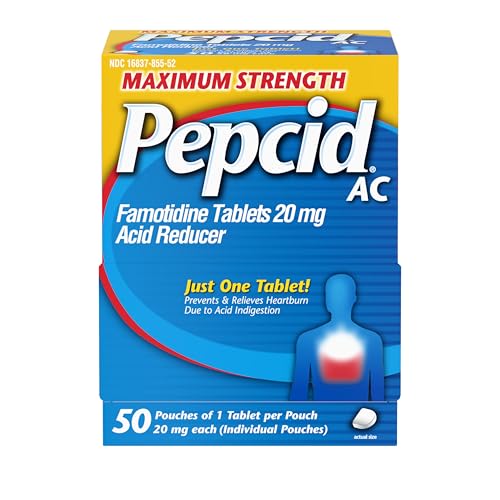Pepcid AC Maximum Strength Heartburn Relief Tablets OTC Medicine Prevents Relieves Heartburn Acid Reflux Due to Acid Indigestion 20mg Famotidine Acid Reducer FastActing 1 x 50 ct - Image 2