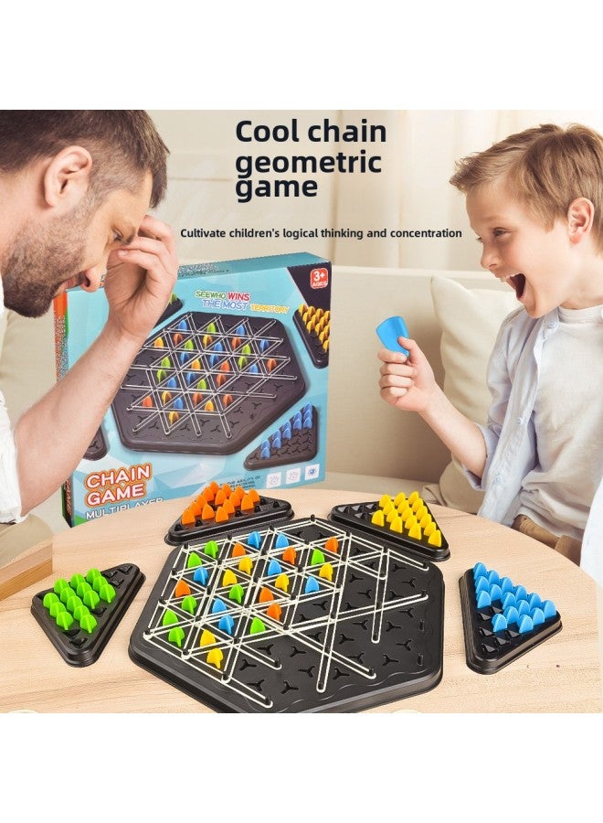 Chain Chess Table Games Parent-child Interactive Games Exercise Children's Logical Thinking Educational Toys Triangle Chess-Color:Magnetic Chess ] - Image 3