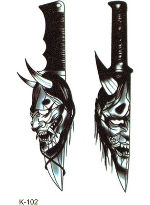 Black Mask Tattoo Knife Temporary Tattoo