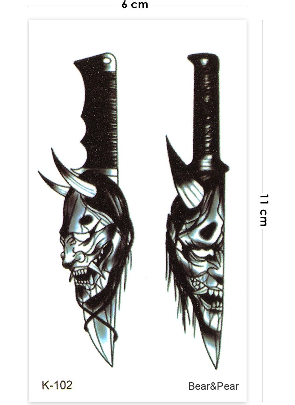 BP Tattoo - Black Mask Tattoo Knife Temporary Tattoo - Image 1
