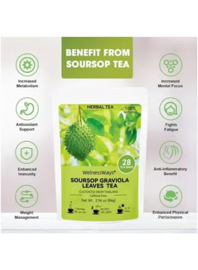 WelnessWays 2-PACKS 100% Pure Soursop Graviola Leaves tea,Annona muricata - Guanabana - Premium Quality 100% Pure Leaf - Image 2