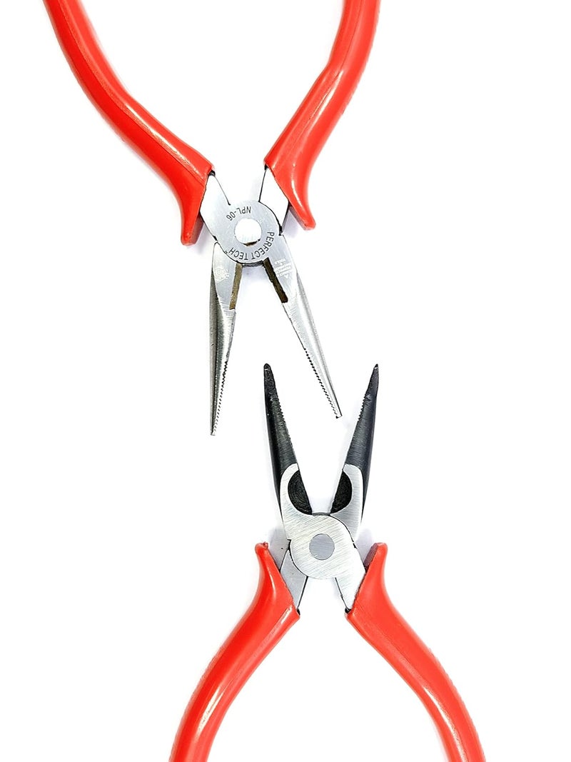 PERFECT TECH Combo 2 Pcs 6" Bend Nose Plier | Long Nose Plier (Red) | Nose Pliers | Electronics Outside | Circlip Professional | Multipurpose Works | Non-Slip Handle | Pliers set tools Wrench - Image 4