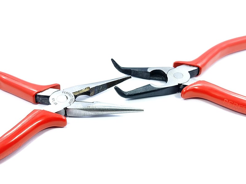PERFECT TECH Combo 2 Pcs 6" Bend Nose Plier | Long Nose Plier (Red) | Nose Pliers | Electronics Outside | Circlip Professional | Multipurpose Works | Non-Slip Handle | Pliers set tools Wrench - Image 3