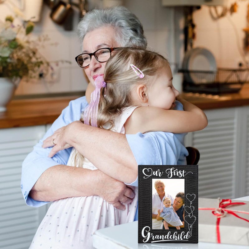 FLYAB First Time Grandparents Gifts - Our First Grandchild Picture Frame - Leather Grandparents Picture Frame for New Grandparents Christmas Gifts for First Time Grandma Picture Frame Grandparents' Day Gifts - Image 3
