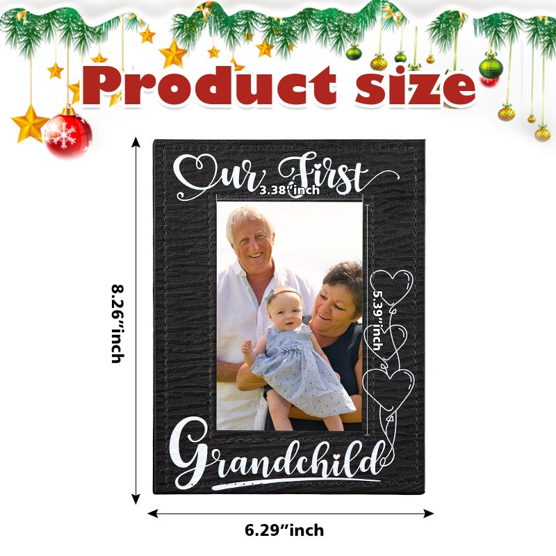 FLYAB First Time Grandparents Gifts - Our First Grandchild Picture Frame - Leather Grandparents Picture Frame for New Grandparents Christmas Gifts for First Time Grandma Picture Frame Grandparents' Day Gifts - Image 5