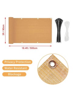 HOME TASTE Balcony Privacy Screen 0.9x5M – Beige HDPE Fence Cover, 230g/m² UV-Resistant Wind & Sun Shade with Grommets, Cable Ties & Rope  - Image 2
