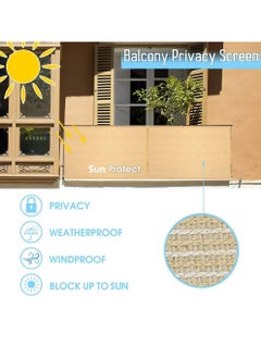 HOME TASTE Balcony Privacy Screen 0.9x5M – Beige HDPE Fence Cover, 230g/m² UV-Resistant Wind & Sun Shade with Grommets, Cable Ties & Rope  - Image 4