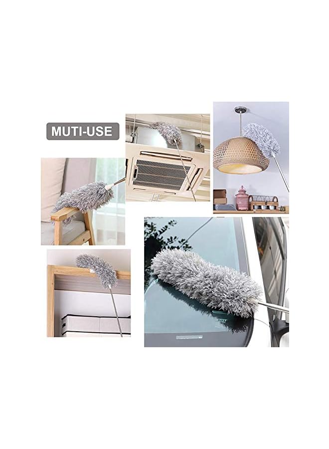 erorex Telescoping Microfiber Chenille Gap Duster, 1 Retractable Stainless Steel Pole & 3 Cleaning Head, 30-100 inches Bendable Washable Detachable Head for Roof, Skylight, Ceiling Fan, Bookcase, Sofa - Image 5