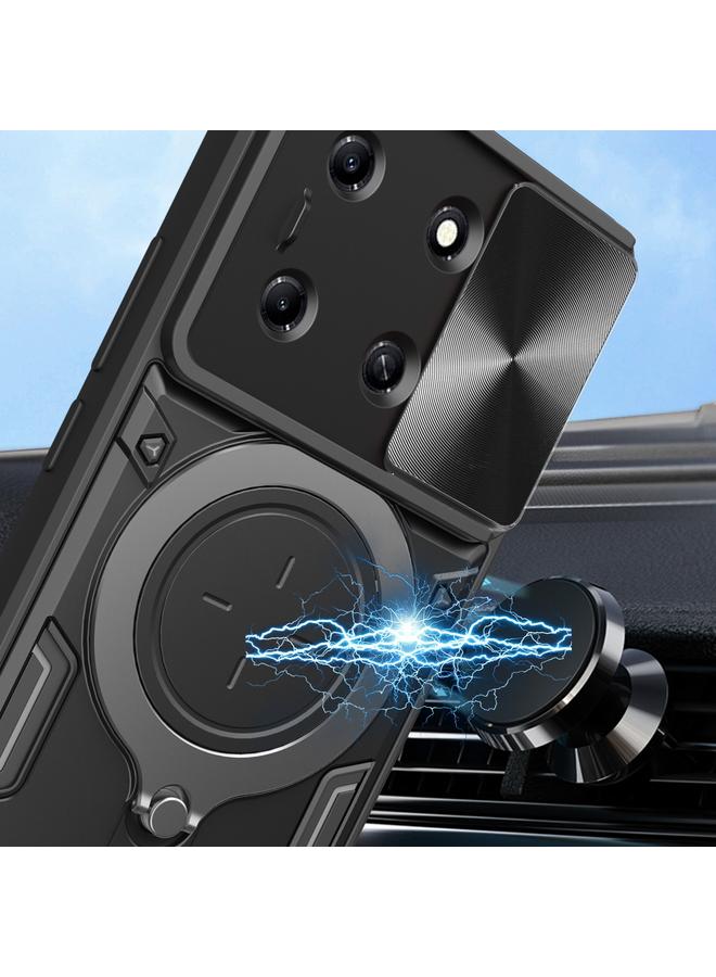 زبون جراب لهاتف Infinix Note 30i CD Texture Sliding Camshield حامل مغناطيسي للهاتف - Image 4