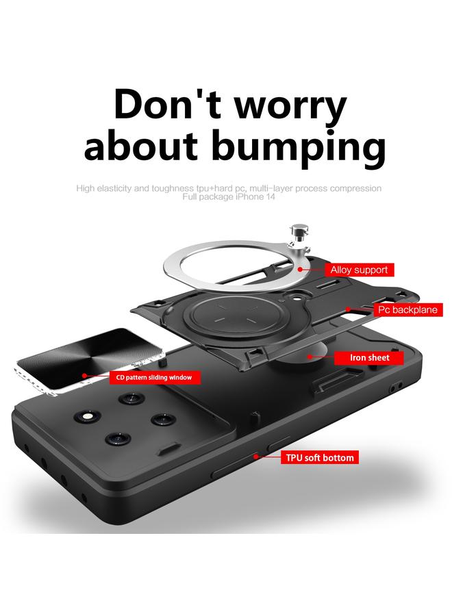 زبون جراب لهاتف Infinix Note 30i CD Texture Sliding Camshield حامل مغناطيسي للهاتف - Image 3