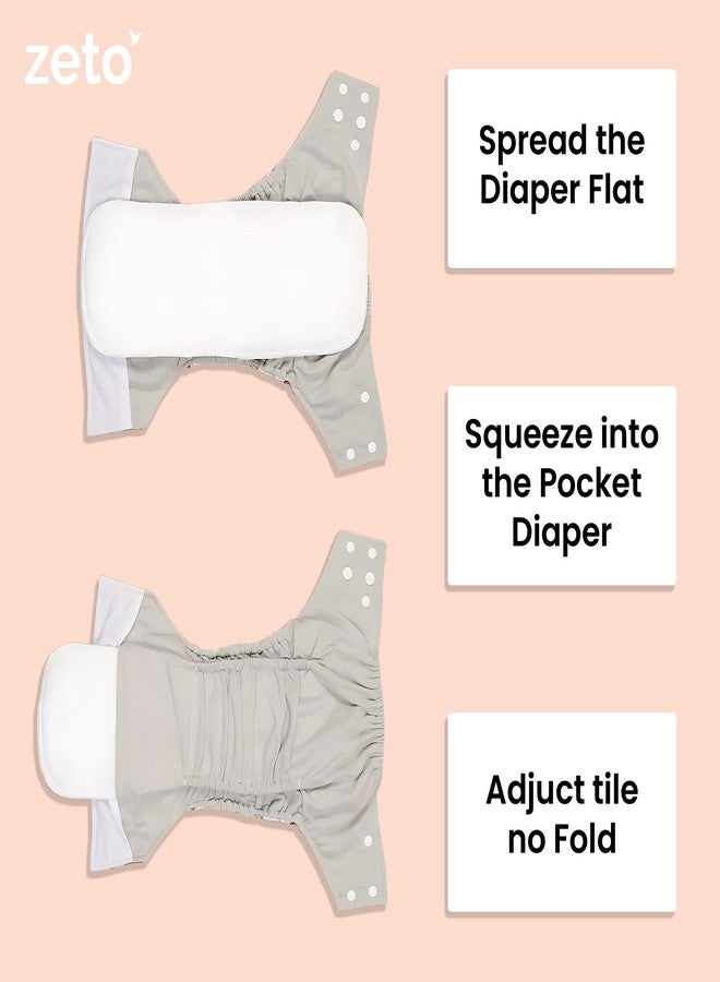 ZETO Reusable Diaper Insert Pads, Soft 5 Layered Wet Free Cloth Inserts, Washable & Quick Dry Nappy Liners for Infants & Toddlers, Pack of 5 - Image 3