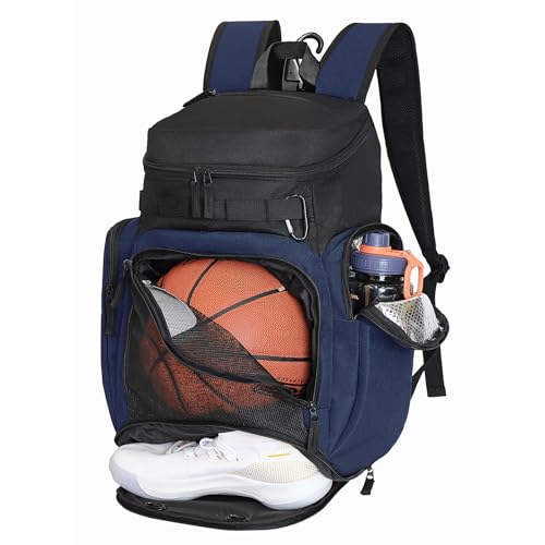 LARIPOP Large Basketball Backpack Sports Gym Bag with Ball Holder Ventilated Shoe Compartment Insulated Cooler Pockets Reflective Strips Fence Hook for Men Youth Athletic Training - Image 1