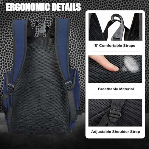 LARIPOP Large Basketball Backpack Sports Gym Bag with Ball Holder Ventilated Shoe Compartment Insulated Cooler Pockets Reflective Strips Fence Hook for Men Youth Athletic Training - Image 5