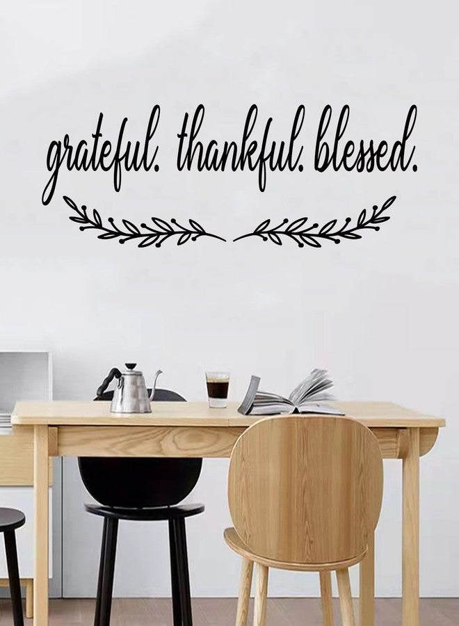SEATUNE Inspirational Quotes Wall Stickers for Kitchen: Home Inspirational Pantry Dining Room Vinyl Art Wall Decals - Family Wall Decor - Grateful Thankful Blessed 25" X 7" - Image 5