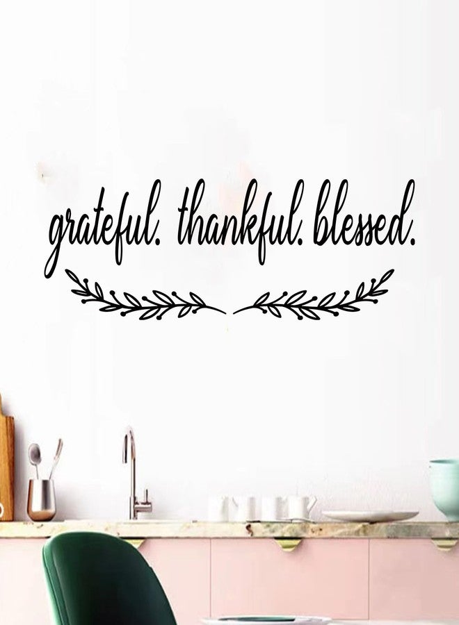 SEATUNE Inspirational Quotes Wall Stickers for Kitchen: Home Inspirational Pantry Dining Room Vinyl Art Wall Decals - Family Wall Decor - Grateful Thankful Blessed 25" X 7" - Image 1