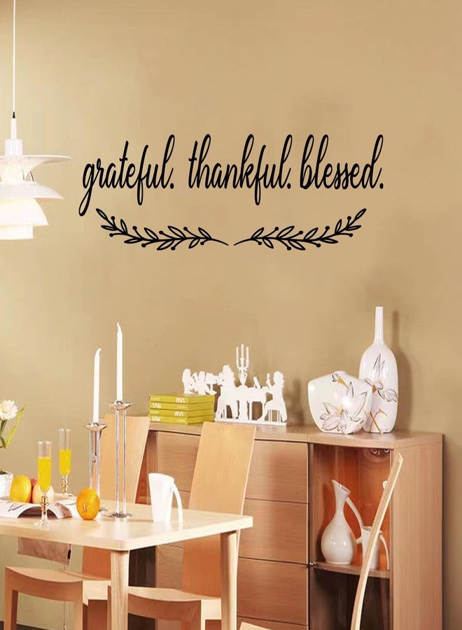 SEATUNE Inspirational Quotes Wall Stickers for Kitchen: Home Inspirational Pantry Dining Room Vinyl Art Wall Decals - Family Wall Decor - Grateful Thankful Blessed 25" X 7" - Image 4