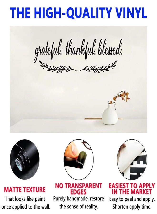 SEATUNE Inspirational Quotes Wall Stickers for Kitchen: Home Inspirational Pantry Dining Room Vinyl Art Wall Decals - Family Wall Decor - Grateful Thankful Blessed 25" X 7" - Image 2