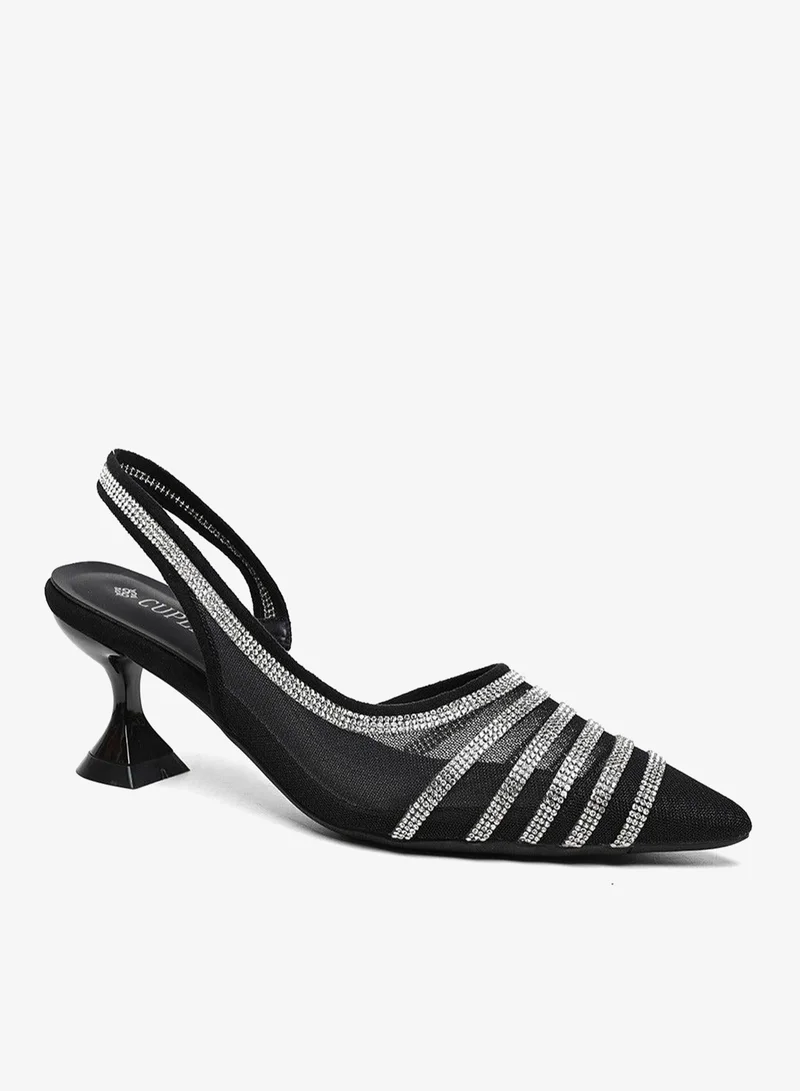 Cuple Sling back Embellished  Heeled Sandals