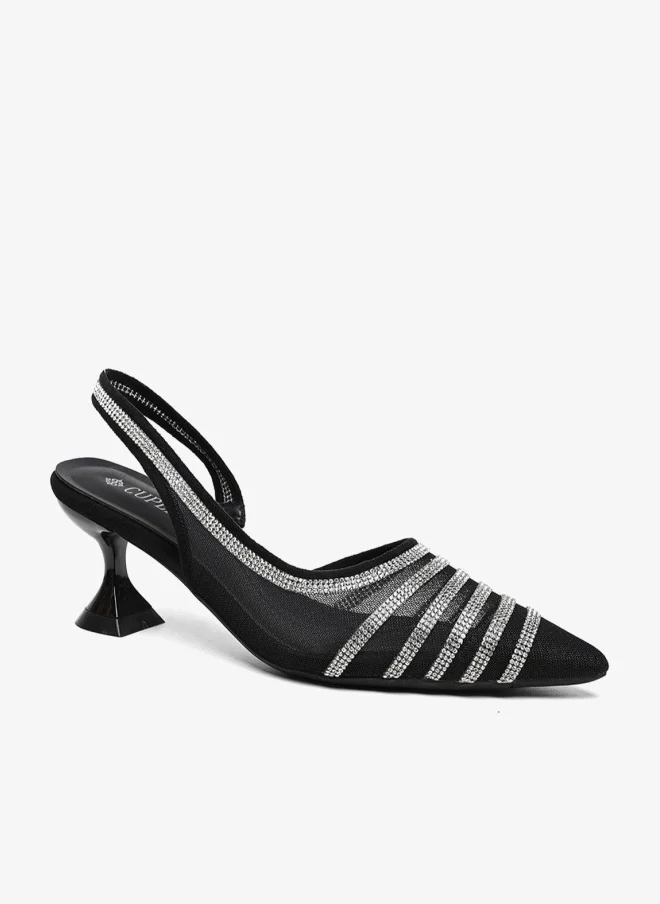 Cuple Sling back Embellished  Heeled Sandals