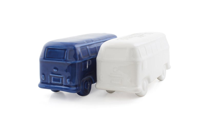 BRISA VW Collection - Volkswagen Salt & Pepper Shakers in Ceramic with T1 Bus Design 2-piece set (Classic Bus/White & Blue) - Image 2