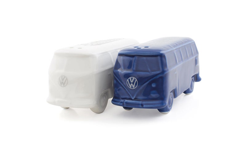 BRISA VW Collection - Volkswagen Salt & Pepper Shakers in Ceramic with T1 Bus Design 2-piece set (Classic Bus/White & Blue) - Image 1